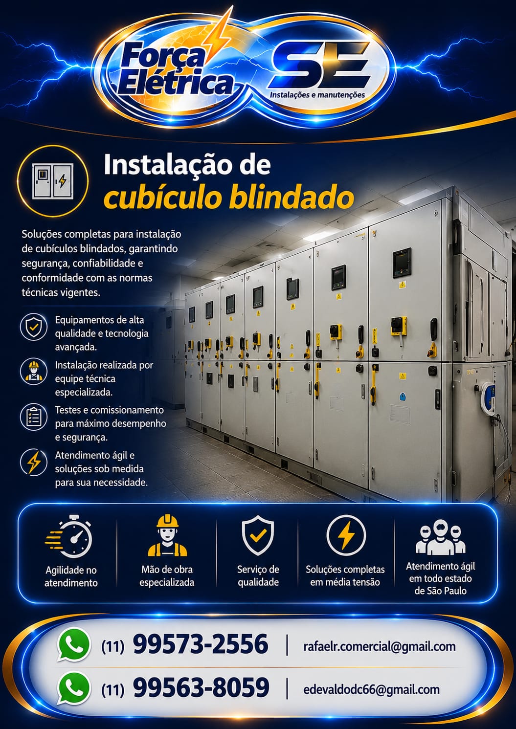 Força Elétrica — Instalação de cubículo blindado