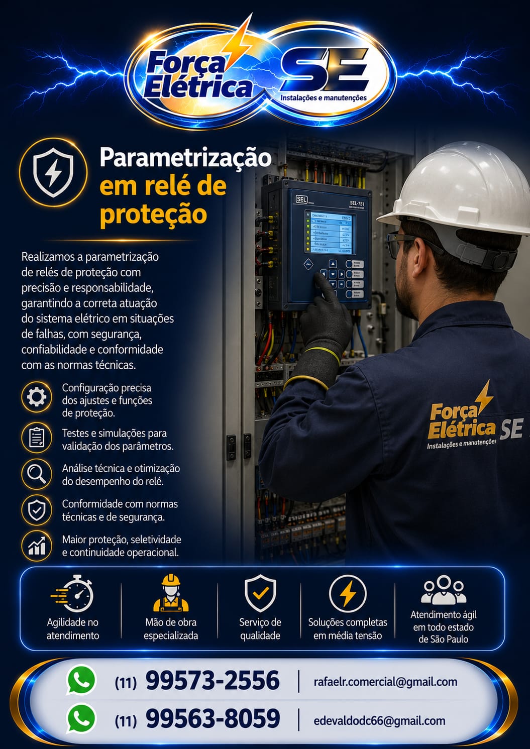 Força Elétrica — Parametrização em relé de proteção